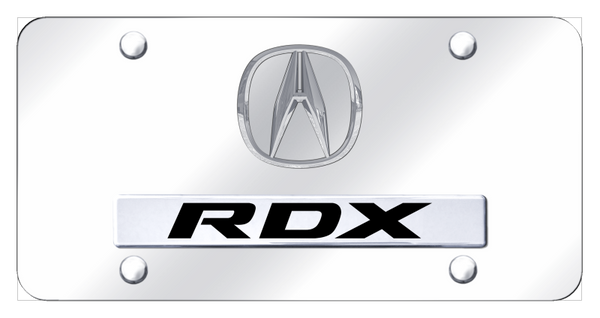 Acura Dual RDX (No Fill) License Plate - Chrome on Mirrored License Plate - D.RDX.P.CC