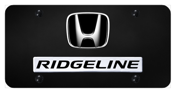 Honda Dual Ridgeline License Plate - Chrome on Black License Plate - D.RID.CB