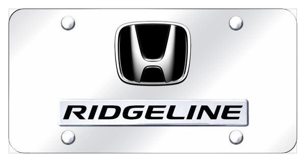 Honda Dual Ridgeline License Plate - Chrome on Mirrored License Plate - D.RID.CC