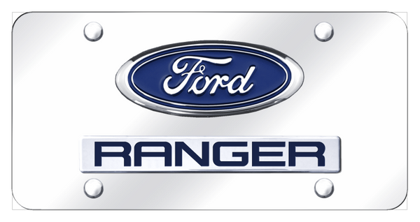 Ford Dual Ranger License Plate - Chrome on Mirrored License Plate - D.RNG.CC