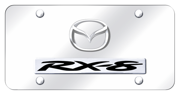 Mazda Dual RX-8 (New) License Plate - Chrome on Mirrored License Plate - D.RX8.2.CC