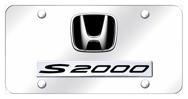 Honda Dual S2000 License Plate - Chrome on Mirrored License Plate - D.S20.CC