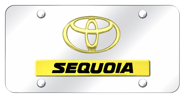 Toyota Dual Sequoia License Plate - Gold on Mirrored License Plate - D.SEQ.GC