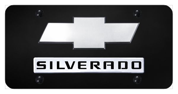 Chevrolet Dual Silverado (New) License Plate - Chrome on Black License Plate - D.SIL.2.CB