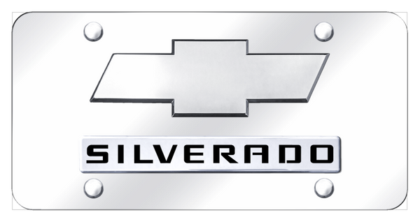 Chevrolet Dual Silverado (New) License Plate - Chrome on Mirrored License Plate - D.SIL.2.CC