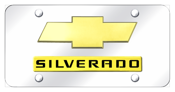 Chevrolet Dual Silverado (New) License Plate - Gold on Mirrored License Plate - D.SIL.2.GC