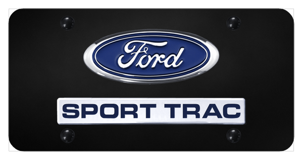 Ford Dual Sport Trac License Plate - Chrome on Black License Plate - D.SPT.CB