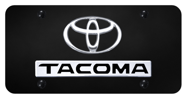 Toyota Dual Tacoma License Plate - Chrome on Black License Plate - D.TAC.CB