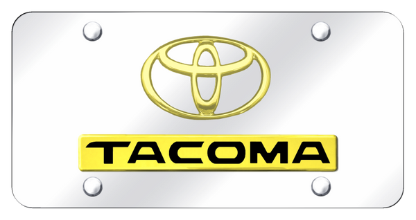 Toyota Dual Tacoma License Plate - Gold on Mirrored License Plate - D.TAC.GC