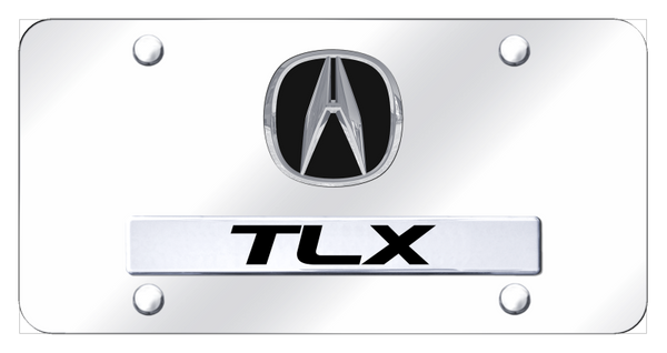 Acura Dual TLX License Plate - Chrome on Mirrored License Plate - D.TLX.CC