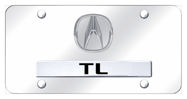 Acura Dual TL (No Fill) License Plate - Chrome on Mirrored License Plate - D.TL.P.CC