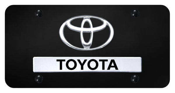 Toyota Dual Toyota License Plate - Chrome on Black License Plate - D.TOY.CB