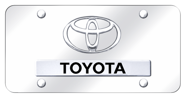 Toyota Dual Toyota License Plate - Chrome on Mirrored License Plate - D.TOY.CC