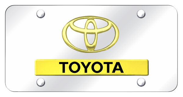 Toyota Dual Toyota License Plate - Gold on Mirrored License Plate - D.TOY.GC