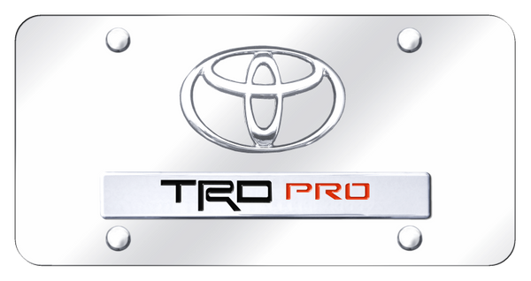 Toyota Dual TRD Pro License Plate - Chrome on Mirrored License Plate - D.TRDP.CC