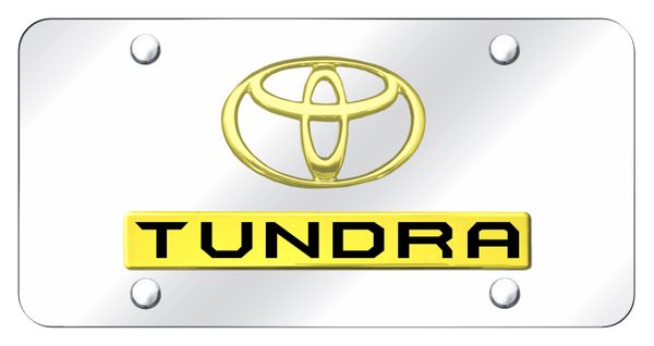 Toyota Dual Tundra License Plate - Gold on Mirrored License Plate - D.TUN.GC