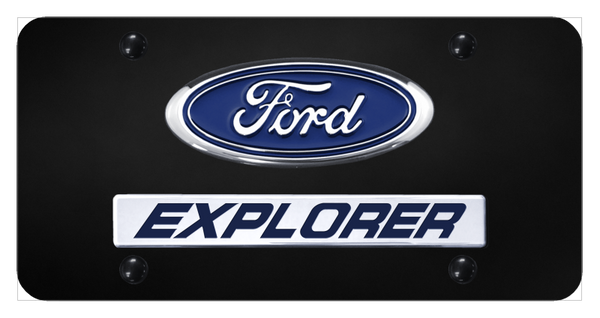 Ford Dual Explorer License Plate - Chrome on Black License Plate - D.XPL.CB