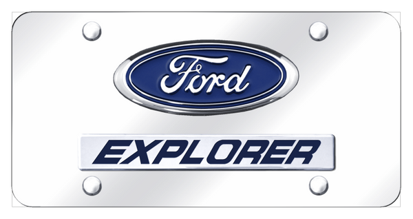 Ford Dual Explorer License Plate - Chrome on Mirrored License Plate - D.XPL.CC