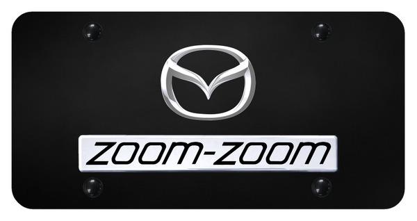 Mazda Dual Zoom-Zoom (New) License Plate - Chrome on Black License Plate - D.ZOO.2.CB