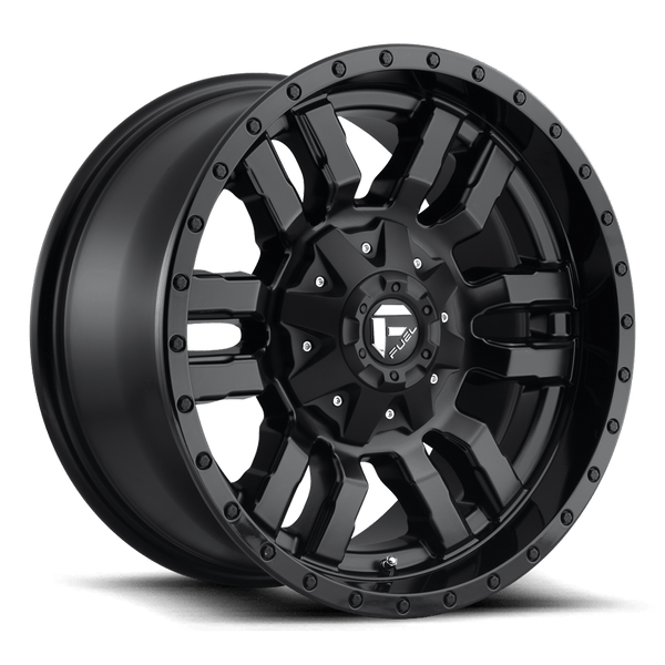 Fuel 1PC D596 SLEDGE MATTE BLACK GLOSS BLACK LIP Wheels for 2015-2020 ACURA TLX [] - 18X8 35 MM - 18"  - (2020 2019 2018 2017 2016 2015)
