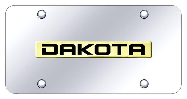 Dodge Dakota Gold on Chrome 3D Bar License Plate - DAK.N.GC