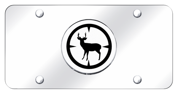 Deer Hunter License Plate - Chrome on Mirrored License Plate - DHUNT.CC