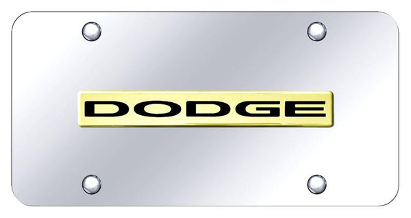 Dodge Dodge Gold on Chrome 3D Bar License Plate - DOD.N.GC