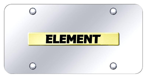 Honda Element Gold on Chrome 3D Bar License Plate - ELE.N.GC