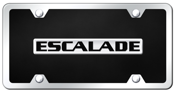 Cadillac Escalade Name Plate Kit - Chrome on Black License Plate - ESA.N.CBK