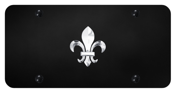 Fleur-De-Lis License Plate - Chrome on Black License Plate - FDL.CB