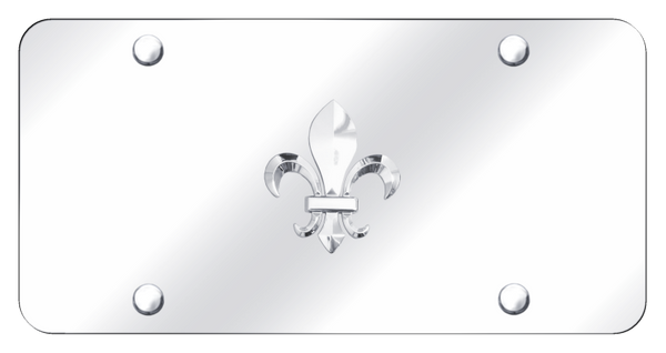 Fleur-De-Lis License Plate - Chrome on Mirrored License Plate - FDL.CC