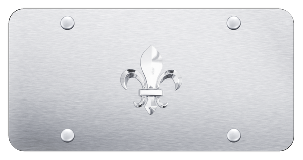 Fleur-De-Lis License Plate - Chrome on Brushed License Plate - FDL.CS