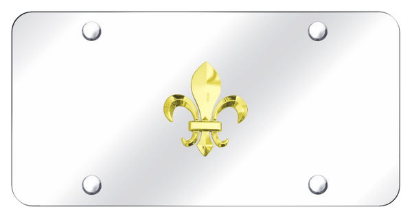 Fleur-De-Lis License Plate - Gold on Mirrored License Plate - FDL.GC