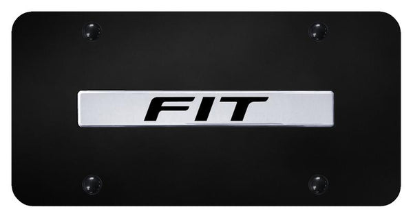 Honda Fit Chrome on Black 3D Bar License Plate - FIT.N.CB