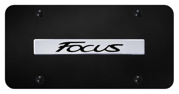 Ford Focus Chrome on Black 3D Bar License Plate - FOC.N.CB