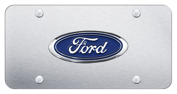 Ford Ford License Plate - Chrome on Brushed License Plate - FOR.CS