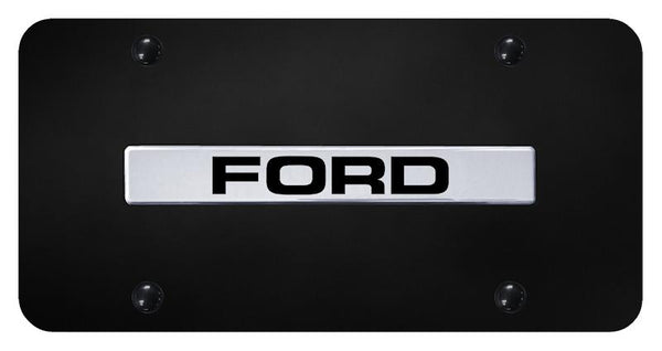 Ford Ford Chrome on Black 3D Bar License Plate - FOR.N.CB