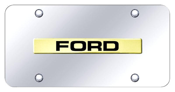 Ford Ford Gold on Chrome 3D Bar License Plate - FOR.N.GC