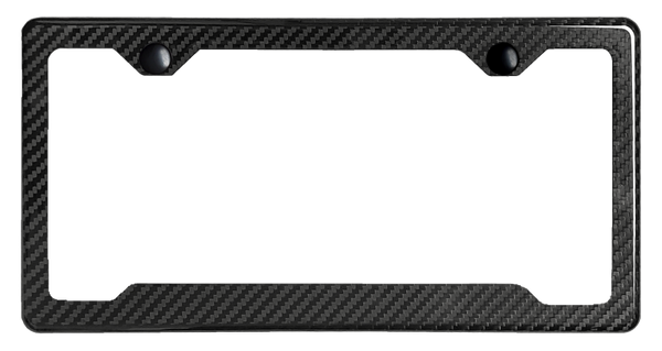 Blank 2 Hole Cut-Out Real Carbon Fiber Frame - Gloss Black License Plate Frame - GCF.462.GLB