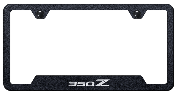 Nissan 350Z Cut-Out Frame - Laser Etched Rugged Black License Plate Frame - GF.350.ERB