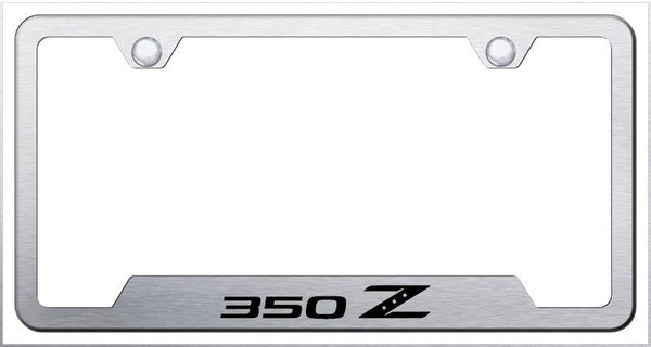 Nissan 350Z Brushed Stainless Steel Notched Laser Etched License Frame - GF.350.ES