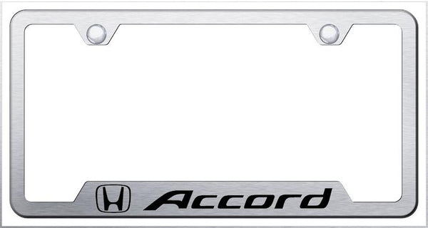 Honda Accord Brushed Stainless Steel Notched Laser Etched License Frame - GF.ACC.ES