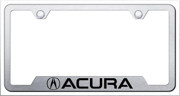 Acura Acura Brushed Stainless Steel Notched Laser Etched License Frame - GF.ACU.ES