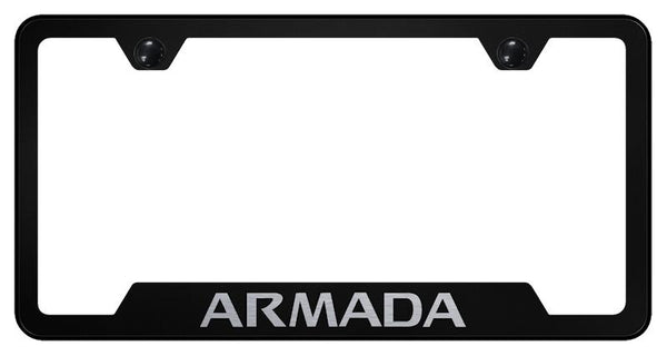 Nissan Armada Black Notched Laser Etched License Frame - GF.ARM.EB