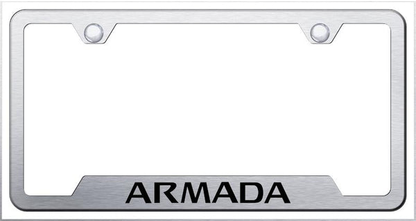 Nissan Armada Brushed Stainless Steel Notched Laser Etched License Frame - GF.ARM.ES