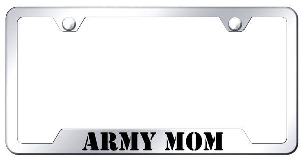 Army Mom Cut-Out Frame - Laser Etched Mirrored License Plate Frame - GF.ARMYM.EC