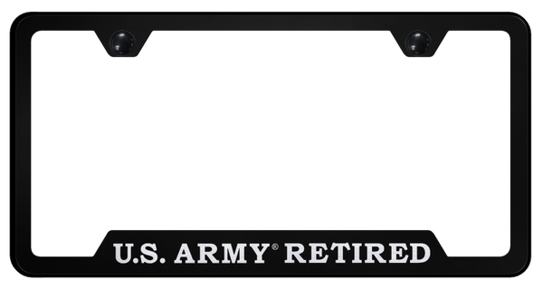 U.S. Army Retired Cut-Out Frame - Laser Etched Black License Plate Frame - GF.ARMYR.EB