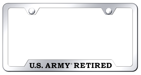 U.S. Army Retired Cut-Out Frame - Laser Etched Mirrored License Plate Frame - GF.ARMYR.EC