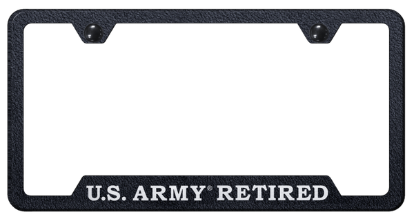 U.S. Army Retired Cut-Out Frame - Laser Etched Rugged Black License Plate Frame - GF.ARMYR.ERB