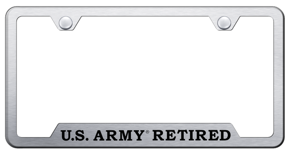 U.S. Army Retired Cut-Out Frame - Laser Etched Brushed License Plate Frame - GF.ARMYR.ES